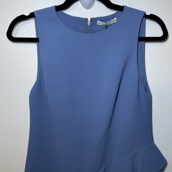 Alice + Olivia NWT Women’s clive Blue Asymmetrical ruffle mini dress in 0 - Picture 4 of 8
